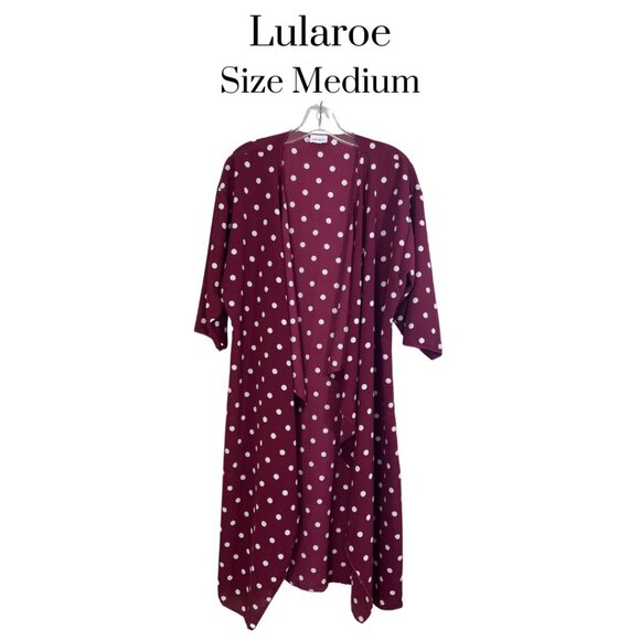 LuLaRoe Kimono Red and White Polka Dot Lightweight Open Front Layering Piece Med - Picture 1 of 8